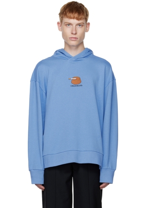 CALVINLUO Blue Embroidered Hoodie