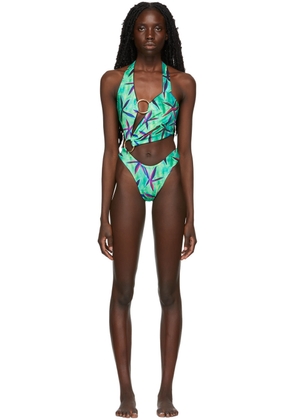 Louisa Ballou Blue & Green Sex Wax One-Piece Swimsuit