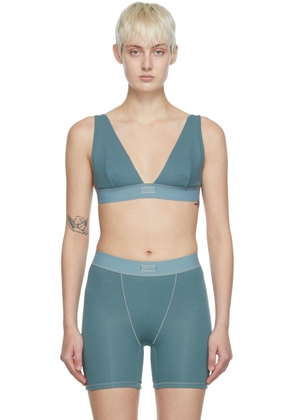SKIMS Blue Cotton Rib Plunge Bralette
