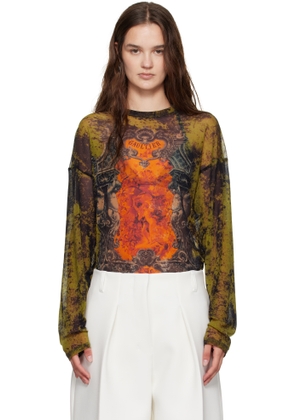 Jean Paul Gaultier Khaki & Orange 'The Oversized Médaillon' Top