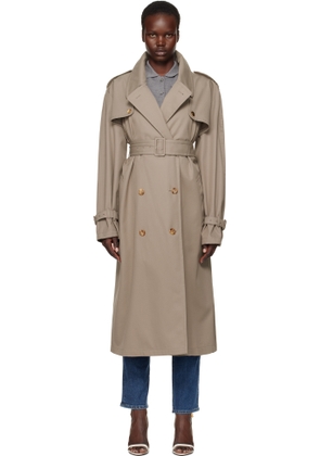 Moschino Taupe Gabardine Tailored Twist Trench Coat