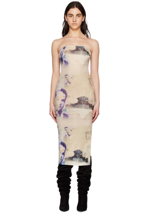 Miaou Beige & Purple Lila Midi Dress