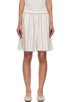 Cordera White Striped Bermuda With Lace Shorts
