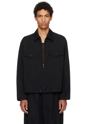 Y's For Men Black Wool Gabardine Jacket