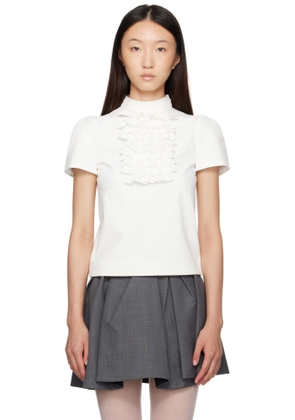 SHUSHU/TONG White Patchwork Embellished Round Collar Top
