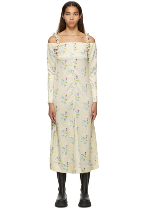 GANNI Yellow Recycled Polyester Midi Dress