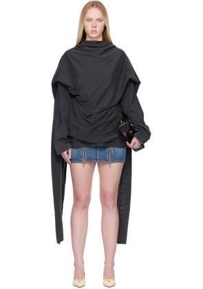 Jean Paul Gaultier Black Integrated Scarf Laurier Stamp T-Shirt