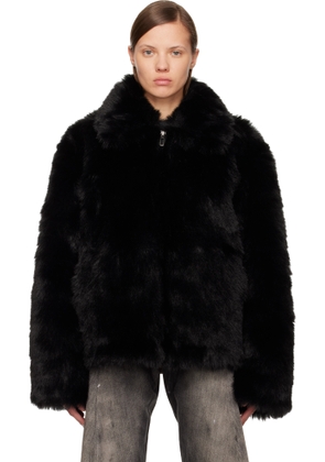 032c Black Muddy Faux-Fur Jacket