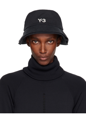 Y-3 Black Strp B Bucket Hat