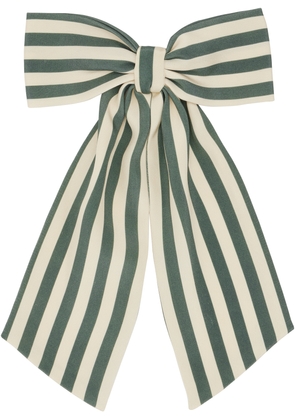 Bode Green & Off-White Soda Stripe Bow Barrette