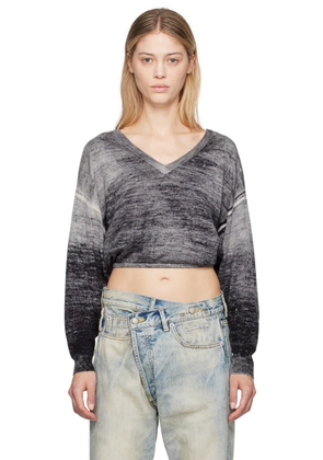 R13 Gray Gathered Hem Sweater