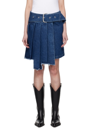 Off-White Blue Pleated Denim Miniskirt