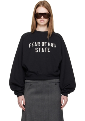 Fear of God ESSENTIALS Black Fleece Raglan Crewneck Sweatshirt