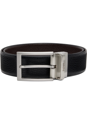 BOSS Black & Brown Leather Logo Keeper Reversible Belt