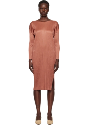 PLEATS PLEASE ISSEY MIYAKE Brown Monthly Colors December Midi Dress