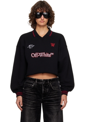 Off-White Black Sporty Crop Polo Logo Sweatshirt