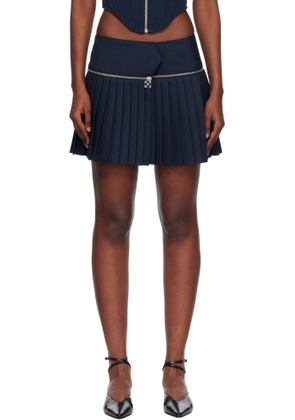 Off-White Navy Zip Pleated Miniskirt