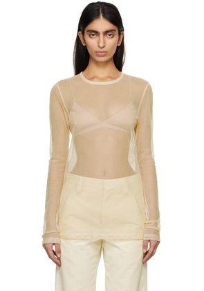 Rier Off-White Sheer Long Sleeve T-Shirt