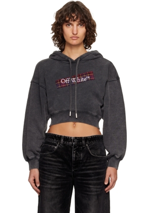 Off-White Gray Bookish Crop Logo Hoodie