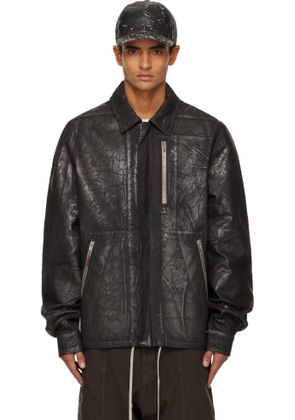 Rick Owens DRKSHDW Black Concealed Zipfront Denim Jacket