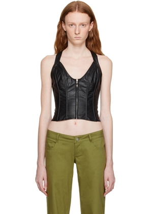 Miaou Black Hannah Jewett Edition Valda Faux-Leather Tank Top