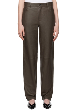 TOTEME Brown Five-Pocket Leather Pants