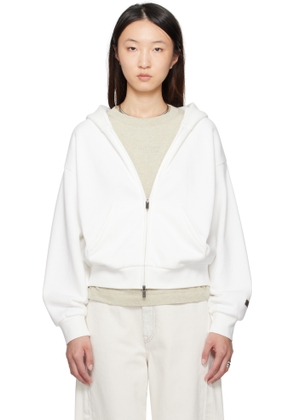 Fear of God ESSENTIALS White Classic Fit Zip-Up Hoodie