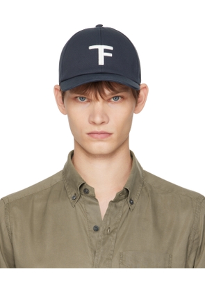 TOM FORD Navy Canvas & Smooth Leather Cap