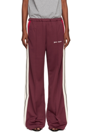 Palm Angels Burgundy Colorblock Zip Track Pants