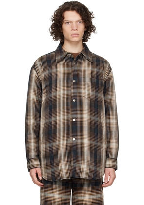 System Navy & Brown Padded Shirt