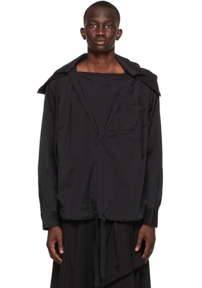 BED J.W. FORD Black Crinkled Nylon Hoodie