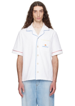 Casablanca White Monogram Jacquard Towelling Short Sleeve Shirt