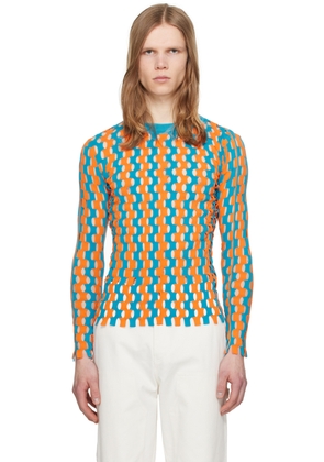 ZANKOV Blue & Orange Cutout Sweater