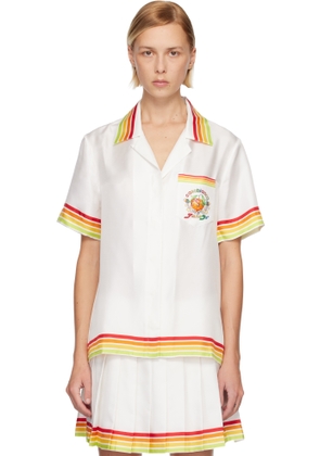 Casablanca White 'Orange' Mascot Short Sleeve Silk Twill Shirt