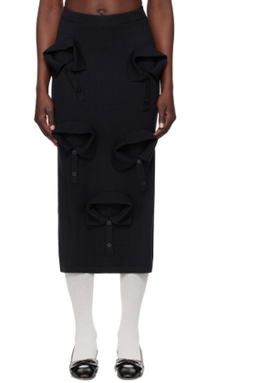 Moschino Navy Multi Collars Knitted Midi Skirt