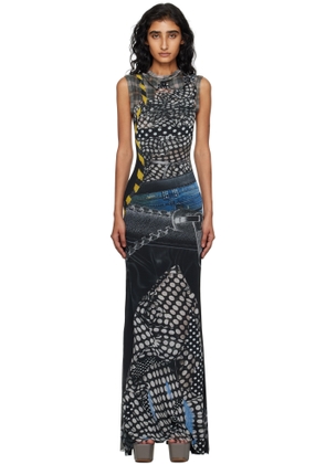 Ottolinger Black & Off-White Mesh Maxi Dress