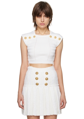 Balmain White Cropped T-Shirt