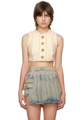 Balmain Beige Fringed Tank Top