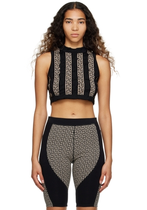 Balmain Black Crinkled Tank Top