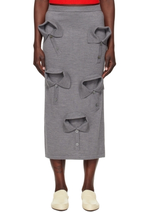 Moschino Gray Multi Collar Maxi Skirt