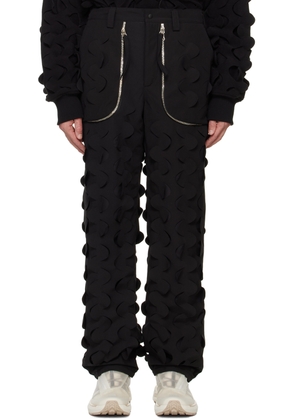 Juntae Kim Black Laser-Slashed Padded Trousers
