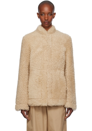TOTEME Beige Cinched Shearling Jacket