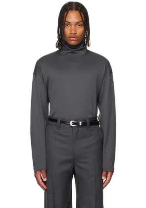 LEMAIRE Gray Relaxed Mock Neck T-shirt