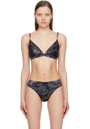 Versace Underwear Black & Gray Barocco Bra