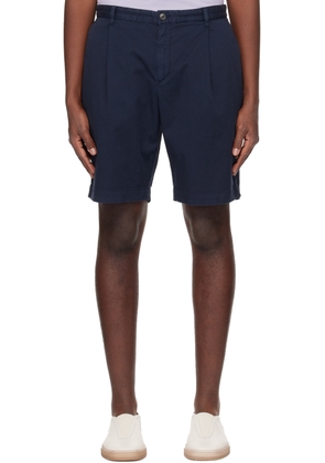 Sunspel Navy Pleated Shorts