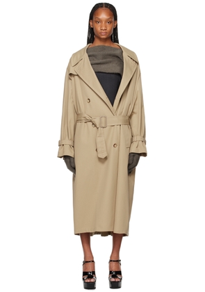 Moschino Beige Notched Lapel Trench Coat