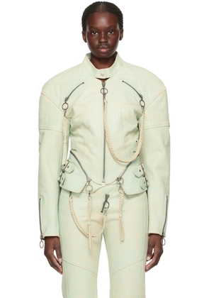 KNWLS SSENSE Exclusive Blue Nihil Leather Jacket