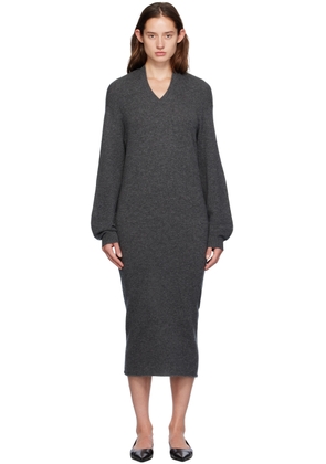 GIA STUDIOS Gray Wool & Cashmere Midi Dress