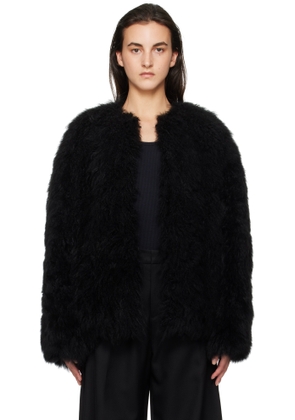 WOOYOUNGMI Black Oversized Fur Jacket