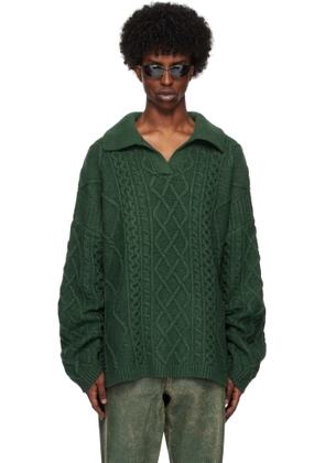 GUESS USA Green Cable Sweater